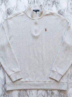 U.S. Polo Assn. Light Heather Grey Quarter-Zip Pullover Sweatshirt – Size XL